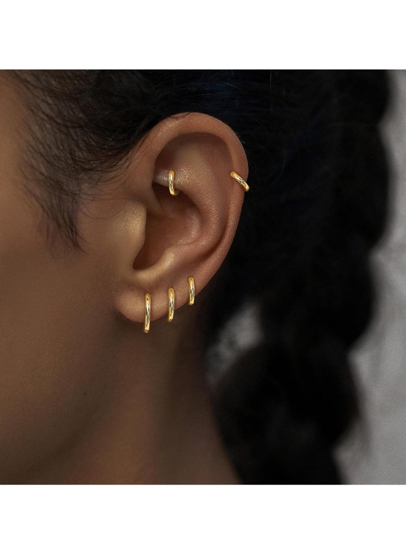 Oasisgalore 5 Pairs Small Gold Silver Hoop Earrings Set, Cute Gold Huggie Earrings for Women, Silver Gold Hoop Earrings  - Image 3