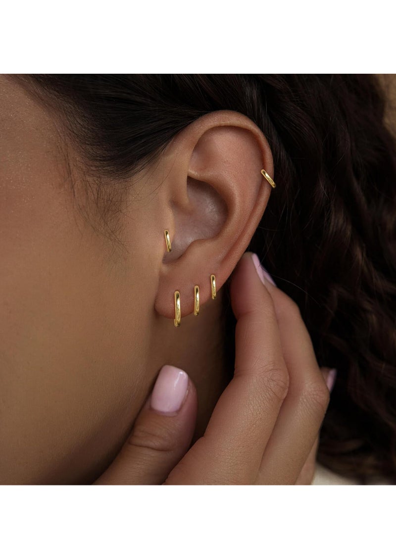 Oasisgalore 5 Pairs Small Gold Silver Hoop Earrings Set, Cute Gold Huggie Earrings for Women, Silver Gold Hoop Earrings  - Image 4