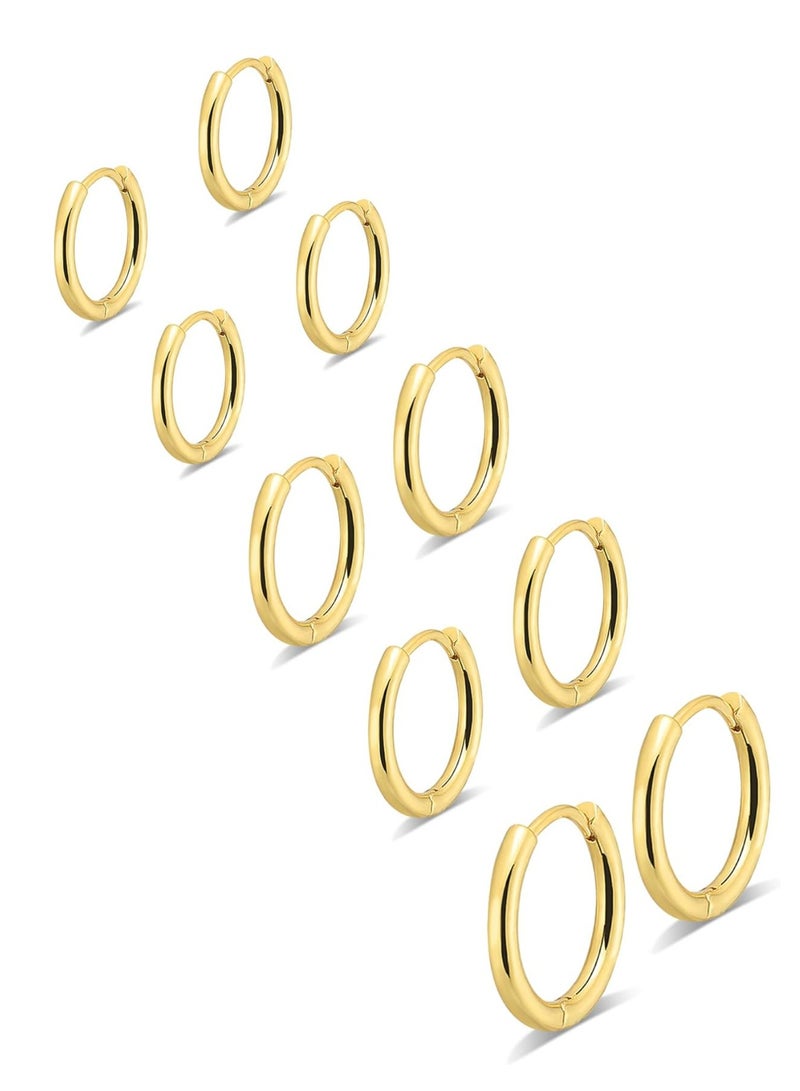 Oasisgalore 5 Pairs Small Gold Silver Hoop Earrings Set, Cute Gold Huggie Earrings for Women, Silver Gold Hoop Earrings  - Image 1