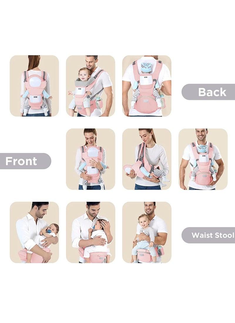General 6 in 1 Baby Carrier Hip Seat Multifunctional Baby Strap Waist Carrier for walking Shopping Trip Hiking Adjustable Size & Suitable for 0-36 Months Baby Backpack  (Pink)  - Image 2