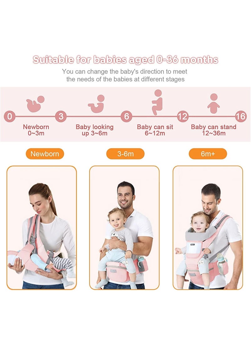 General 6 in 1 Baby Carrier Hip Seat Multifunctional Baby Strap Waist Carrier for walking Shopping Trip Hiking Adjustable Size & Suitable for 0-36 Months Baby Backpack  (Pink)  - Image 3