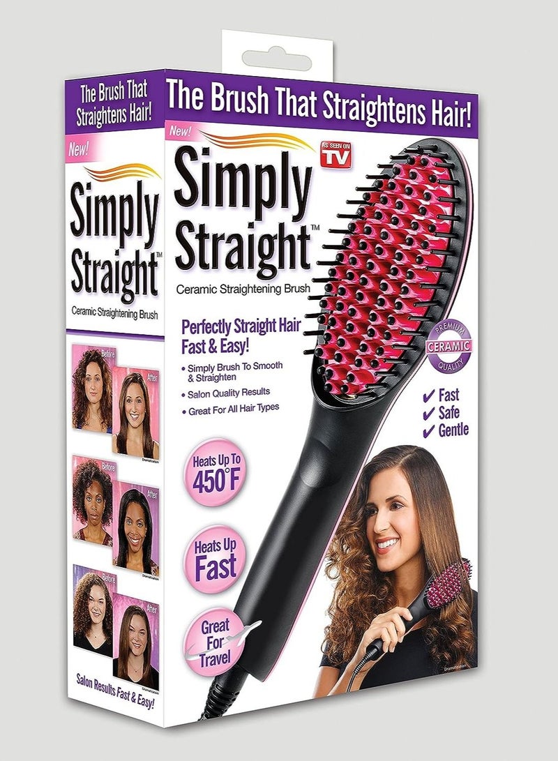 فون بلانيت Simply Straight Ceramic Hair Straightening Brush in Black/Pink - Achieve Sleek, Smooth Hair with Ease" - Image 3