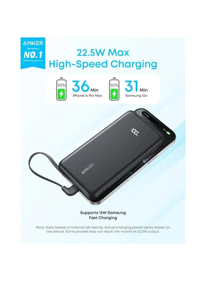 Anker Zolo Power bank 10000mAh 22.5W Fast Charging Power Bank with Built-in USB-C Cable [CCC Certified] - Image 2