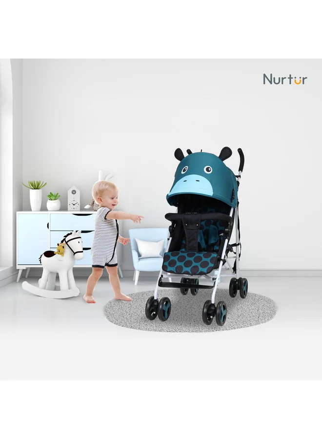 Nurtur Luca Character Baby/Kids Lightweight Stroller 0 36 Months, Storage Basket, Detachable Bumper, 5 Point Safety Harness, Compact Design with shoulder strap - Blue