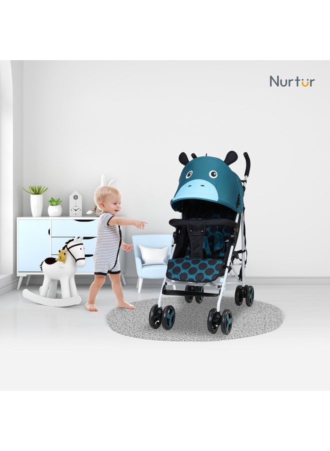 عربة أطفال لوكا خفيفة الوزن 0-36 شهرًا، سلة تخزين، حاجز قابل للفصل، حزام أمان خماسي النقاط، تصميم مدمج مع حزام كتف - أزرق