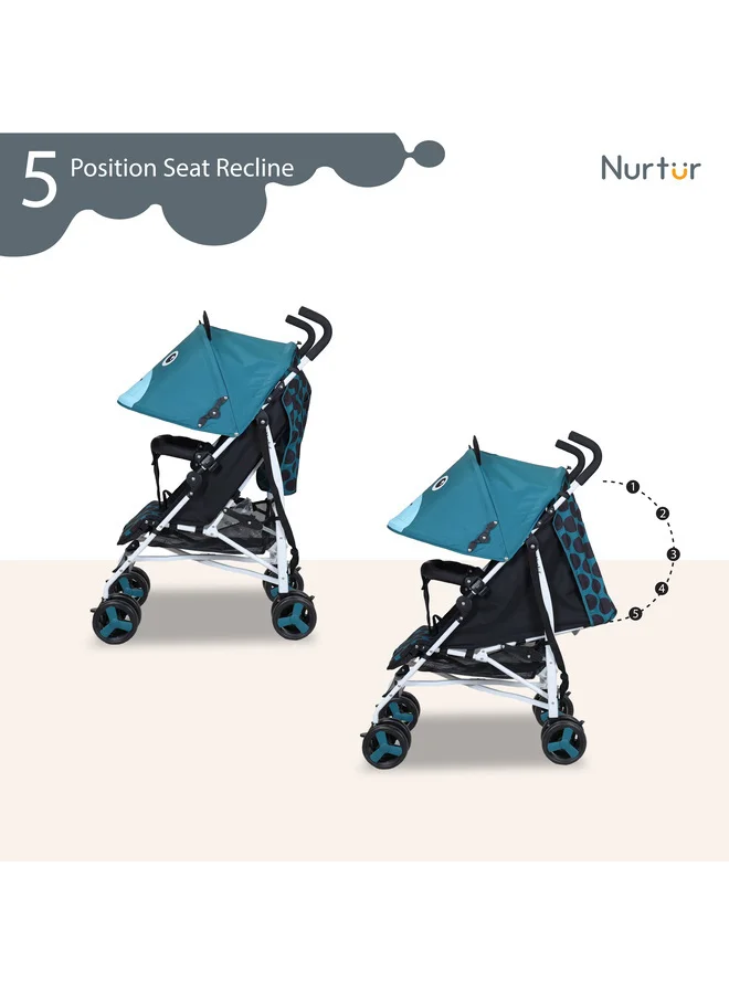 Nurtur Luca Character Baby/Kids Lightweight Stroller 0 36 Months, Storage Basket, Detachable Bumper, 5 Point Safety Harness, Compact Design with shoulder strap - Blue