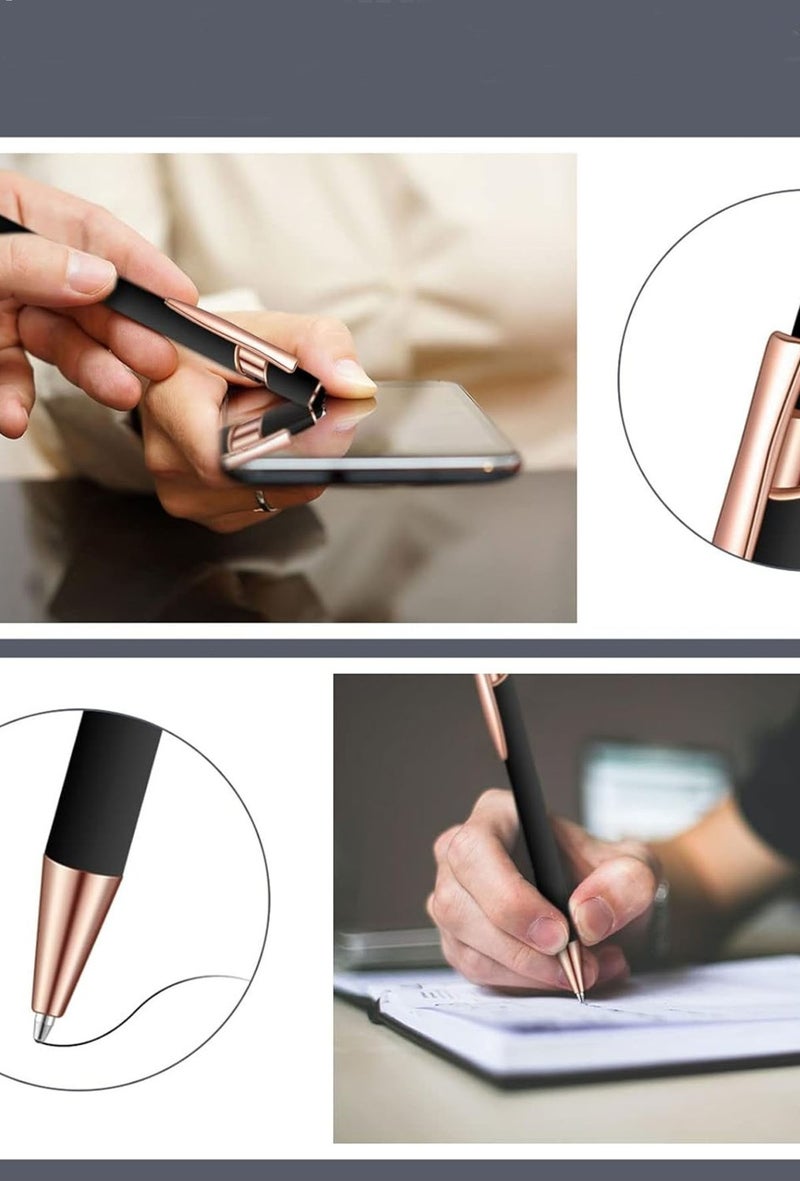 Tusah Metal Rubber Ballpoint Pen Set of 8 Rose Black Personalized  - Image 4