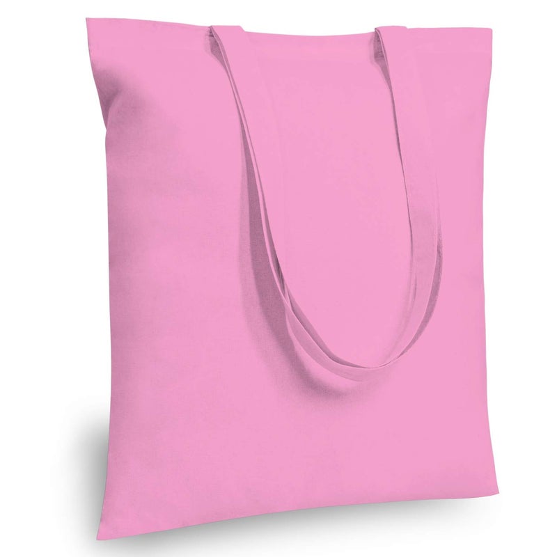 TOPDesign TOPDesign 12Pack Economical 16x15 Baby Pink Cotton Tote Bag Lightweight Medium Reusable Grocery Shopping Cloth Bags Suitable for DIY Advertising Promotion Gift Activity 