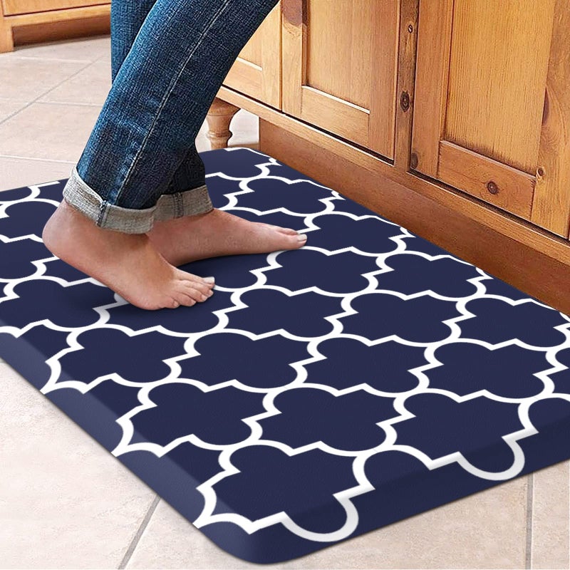 WISELIFE Kitchen Runner Rugs Anti-Fatigue mats,17.3"x 28",Non Slip Waterproof Ergonomic Comfort Mat for Kitchen, Floor Home, Office, Sink, Laundry,Blue - Image 1