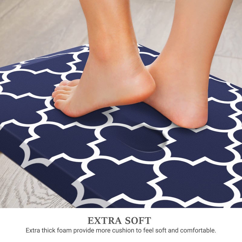 WISELIFE Kitchen Runner Rugs Anti-Fatigue mats,17.3"x 28",Non Slip Waterproof Ergonomic Comfort Mat for Kitchen, Floor Home, Office, Sink, Laundry,Blue - Image 3