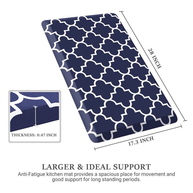 WISELIFE Kitchen Runner Rugs Anti-Fatigue mats,17.3"x 28",Non Slip Waterproof Ergonomic Comfort Mat for Kitchen, Floor Home, Office, Sink, Laundry,Blue - Image 2