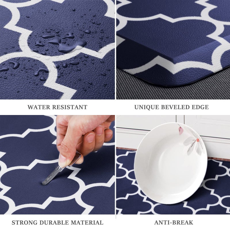 WISELIFE Kitchen Runner Rugs Anti-Fatigue mats,17.3"x 28",Non Slip Waterproof Ergonomic Comfort Mat for Kitchen, Floor Home, Office, Sink, Laundry,Blue - Image 4