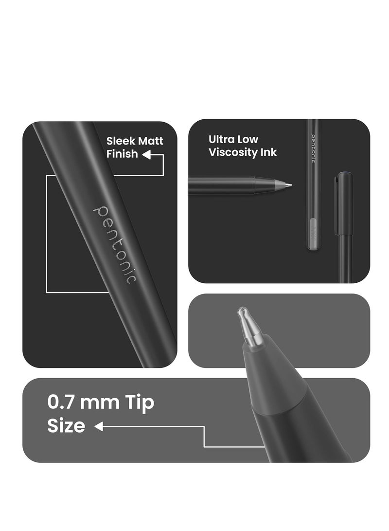 Pentonic Pentonic 0.7mm Ball Point Pen Blister Pack | Black Body | Black Ink | Set of 10 Pens - Image 5