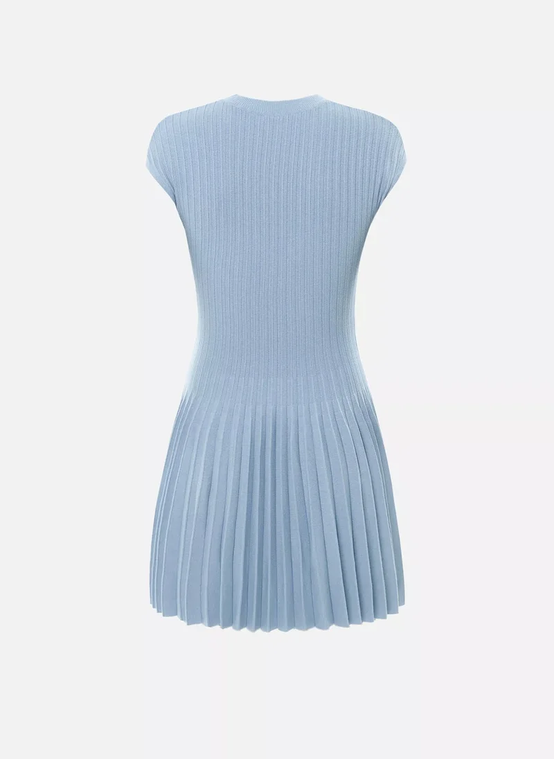 Lichi  Ribbed viscose mini dress with pleated skirt for Women | Best Price UAE