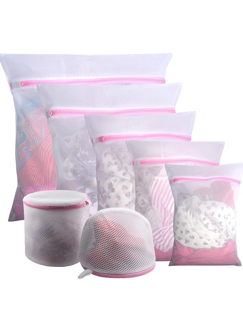 GOJODA 7 Pack Mesh Laundry Bags for Delicate Clothes with Premium Zipper Travel Organizer Bag Clothes for Washing Blouse Bra Socks Underwear White Polyester Blend - Image 1