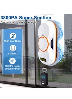 XiuWoo Window Cleaning Robot, Electric Window Cleaner Robot with Remote Control, Safety Rope and 30 ml*2 Tank, 5600 Pa Strong Suction Power, Automatic Window Cleaner Robot for Indoor and Outdoor Windows  - Image 4