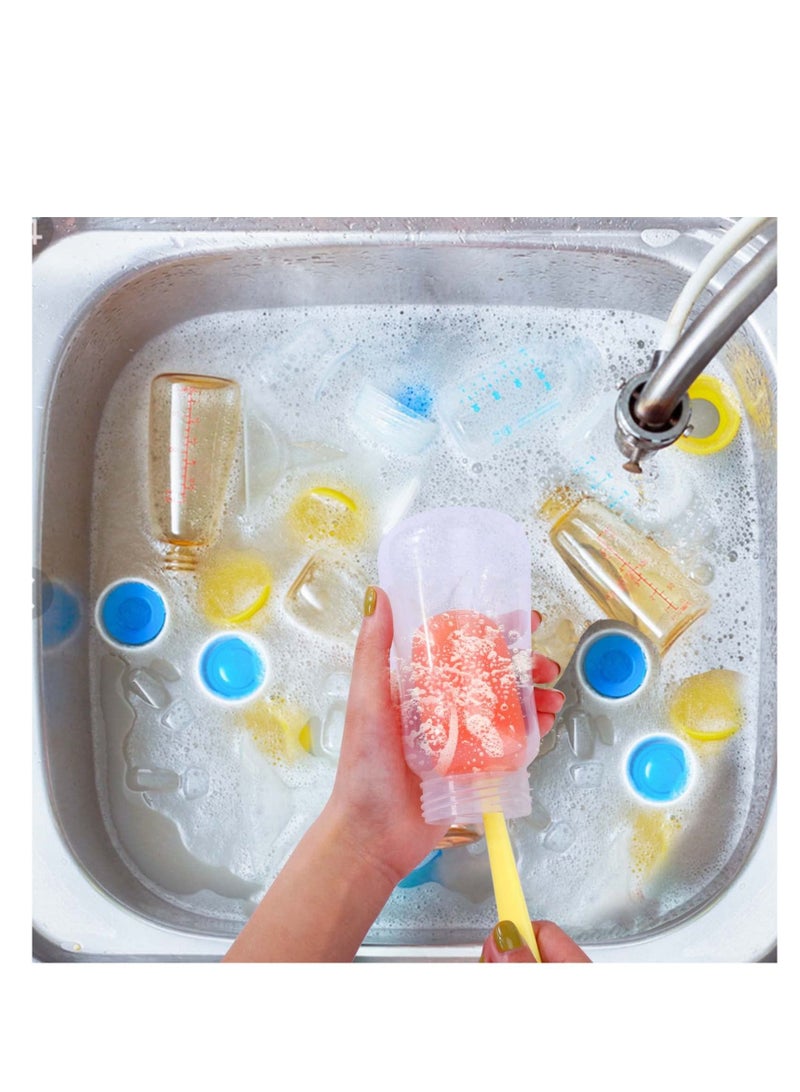 Excefore Bottle Brush Cleaner. 3 in 1 Carrot Baby Multifunctional Replaceable Sponge Cleaning Brush for Kitchen Water Bottle Cover Feeding Nozzle Glass Cup Crevice Home Washing Tool - Image 4