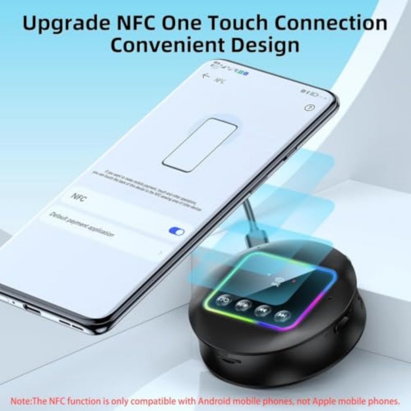 مستقبل إرسال صوت بلوتوث 5.4، بطاقة RCA AUX TF مع ضوء RGB NFC، محول موسيقى لاسلكي للتلفزيون والسيارة والكمبيوتر المنزلي ومكبرات صوت ستيريو وسماعات الرأس - Image 5