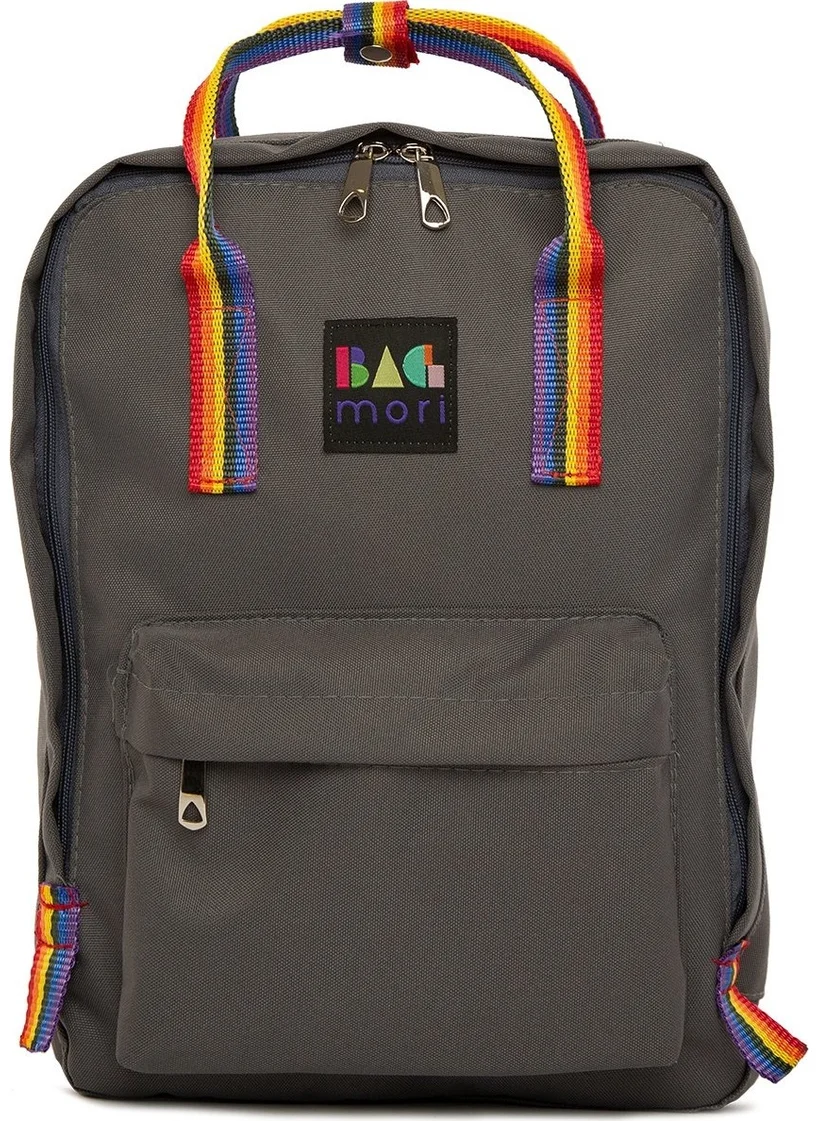 باجموري Women's Gray Colored Column Square Strap Adjustable Backpack