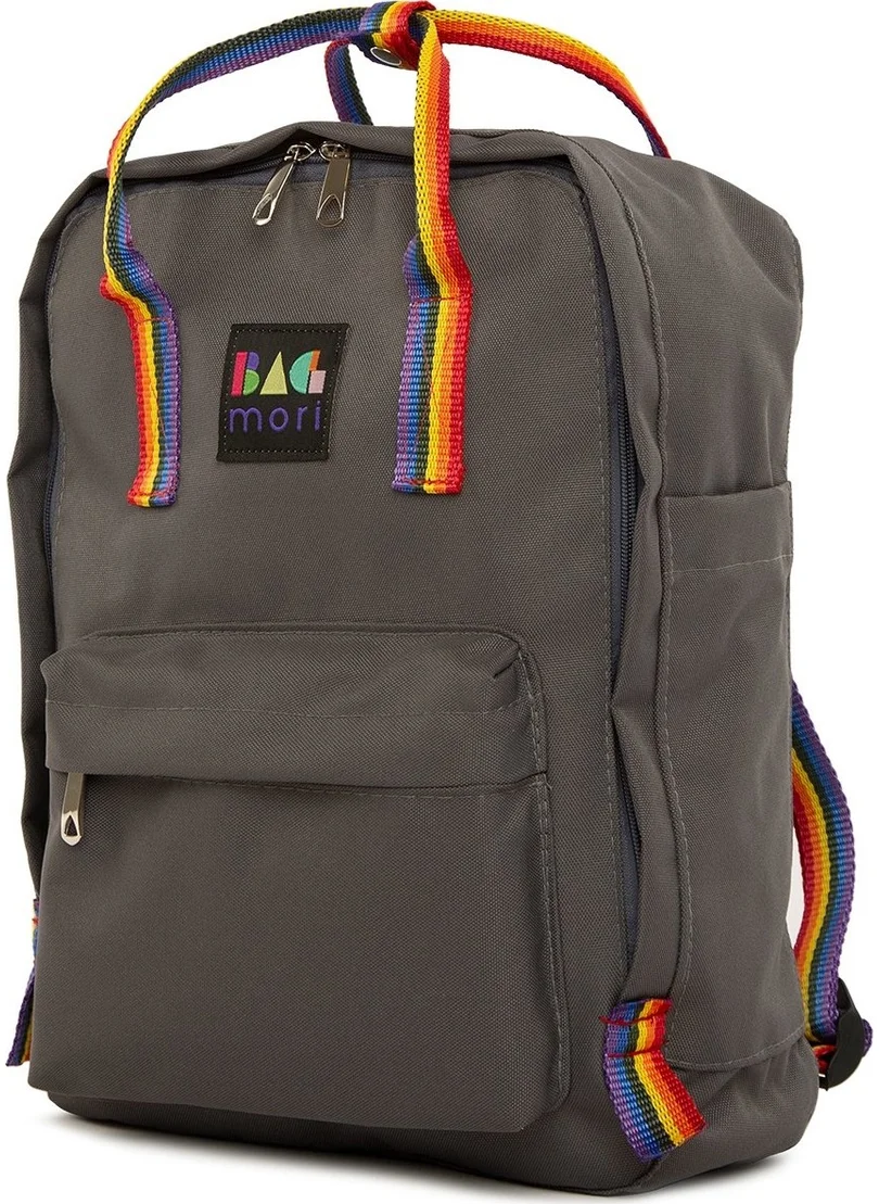 باجموري Women's Gray Colored Column Square Strap Adjustable Backpack