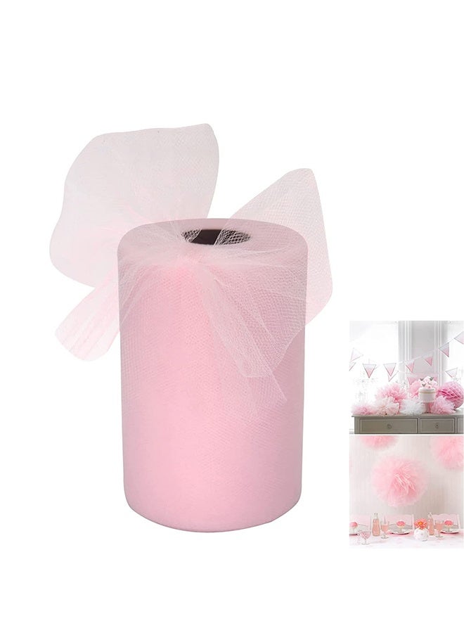 Peachjoy Tulle Fabric Rolls 6 Inch by 100 Yards (300 feet) Tulle Spool, for Wedding Party Decorations Gift Bow Craft Tutu Skirt, for Crafts Tutu Costumes Skirts Parties (Pink)  - Image 1