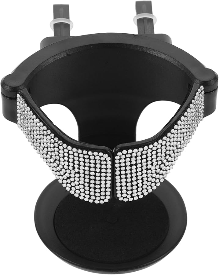 White Rhinestone Car Air Vent Cup Holder Multifunctional Automotive Drink Holder Mount - Image 1