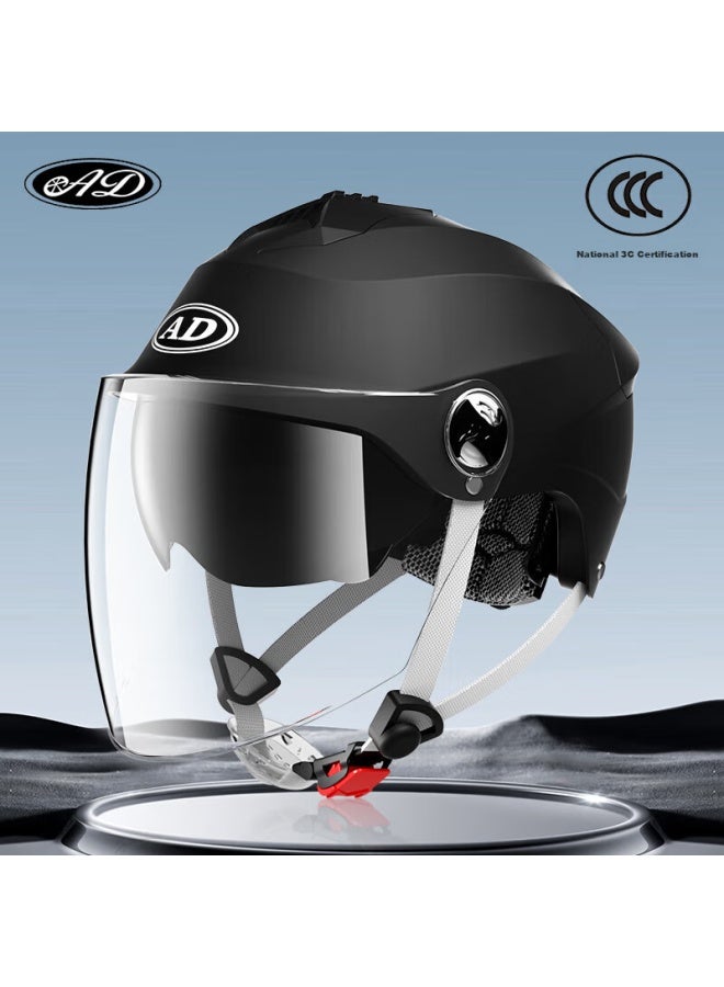 Ad New National Standard Class A Electric Vehicle Helmet, 3c Certified, For Men And Women, Summer Sun Protection, Electric Scooter Safety Helmet, Uni, Lightweight Half Helmet, Motorcycle Helmet, 815 Matte Black - Image 1