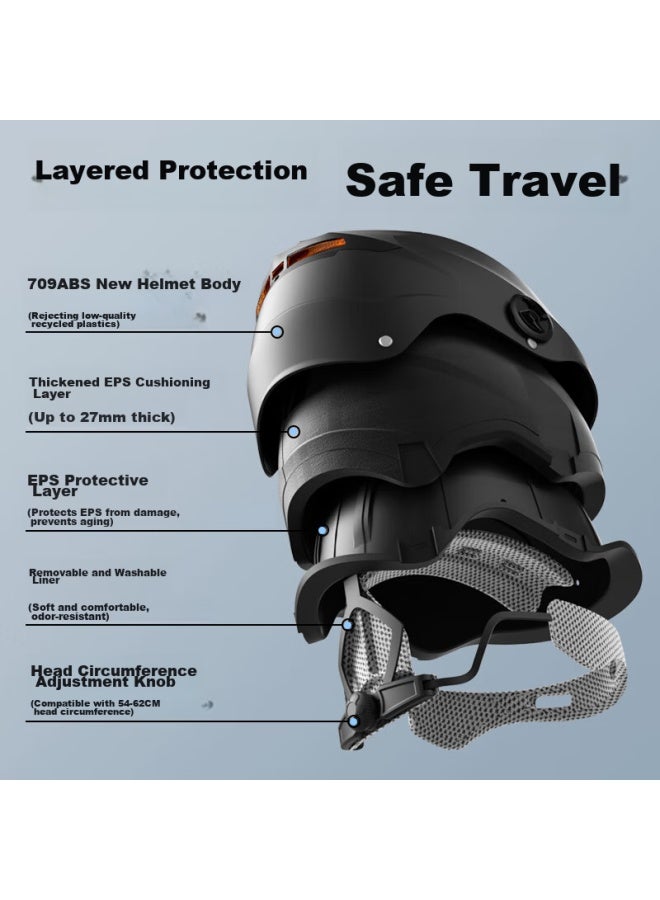 Ad New National Standard Class A Electric Vehicle Helmet, 3c Certified, For Men And Women, Summer Sun Protection, Electric Scooter Safety Helmet, Uni, Lightweight Half Helmet, Motorcycle Helmet, 815 Matte Black - Image 4