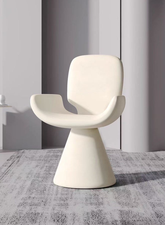 فاشون هوم كرسي دوار عصري منحوت ذو قلب من الخشب الصلب ومغطى بقماش مخملي ناعم، كرسي مصمم يدور 360 درجة يتميز بمسند ظهر منحني وقاعدة عمودية مناسبة لغرف الطعام أو المعيشة العصرية أو الديكورات الداخلية المميزة 55 × 58 × 82 سم. - Image 4