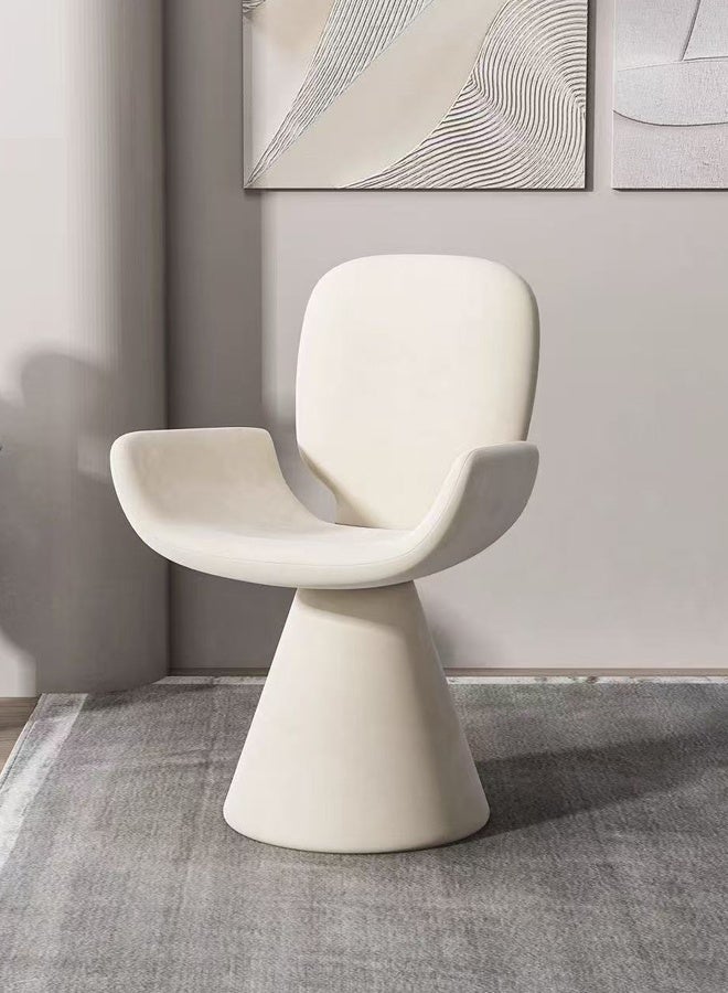 فاشون هوم كرسي دوار عصري منحوت ذو قلب من الخشب الصلب ومغطى بقماش مخملي ناعم، كرسي مصمم يدور 360 درجة يتميز بمسند ظهر منحني وقاعدة عمودية مناسبة لغرف الطعام أو المعيشة العصرية أو الديكورات الداخلية المميزة 55 × 58 × 82 سم. - Image 1