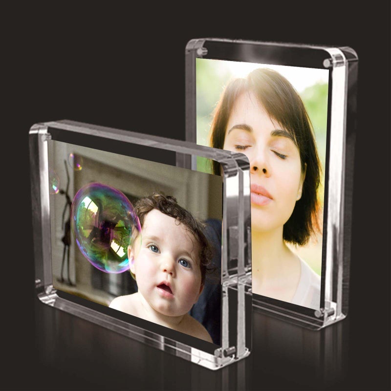 Vowcarol Vowcarol Acrylic Picture Frames 25x35 inches Small Picture Frame Magnetic Photo Display Holder Desktop Frameless Picture Display Wallet Size Picture Frames 2x3 