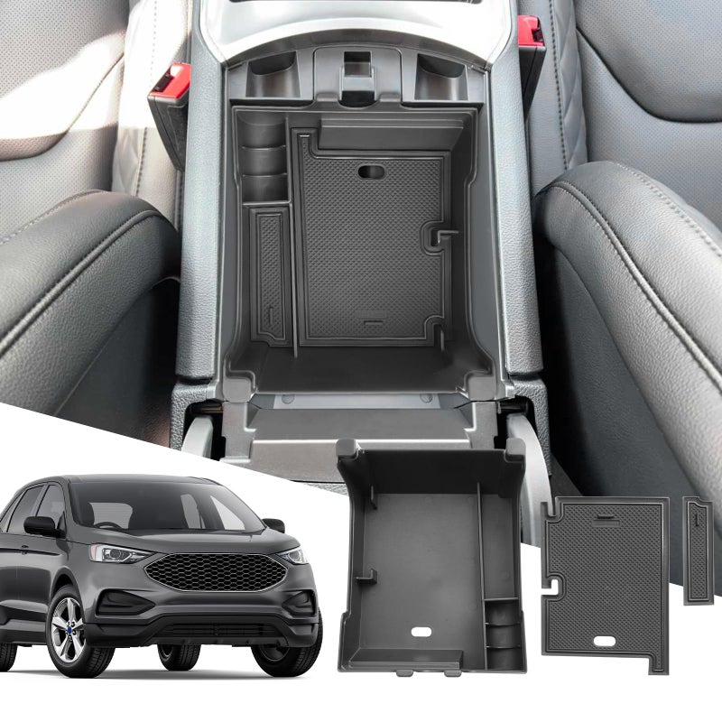 SXCY for 2024 Ford Edge Center Console Organizer for Ford Edge 2021-2023 2024 Console Organizer 2024 Edge Armrest Console Tray Armrest Organizer (Type B w/USB Hole) - Image 1