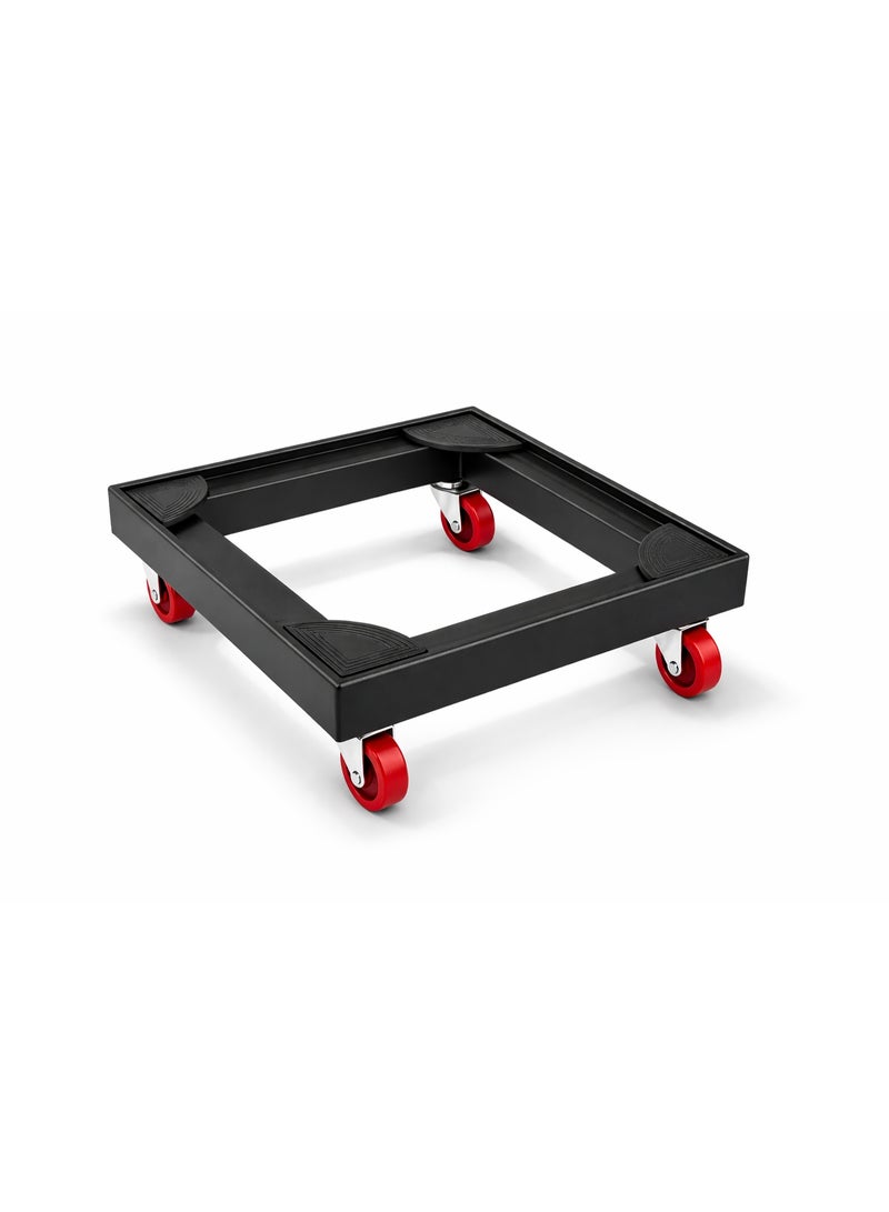 Heavy-Duty Aluminum Base for Water Dispenser – 33×33 cm – 4 Strong Wheels with Safety Brakes – Rust-Resistant – Elegant Black - Image 1