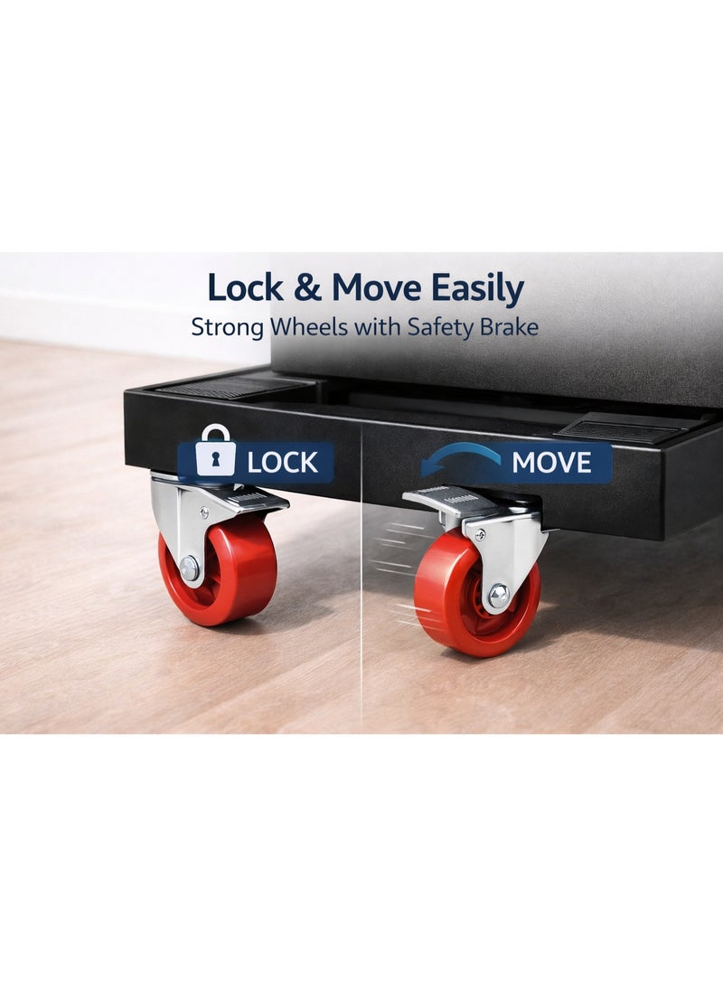 Heavy-Duty Aluminum Base for Water Dispenser – 33×33 cm – 4 Strong Wheels with Safety Brakes – Rust-Resistant – Elegant Black - Image 5