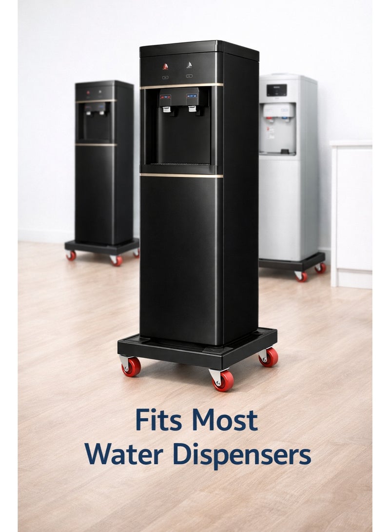 Heavy-Duty Aluminum Base for Water Dispenser – 33×33 cm – 4 Strong Wheels with Safety Brakes – Rust-Resistant – Elegant Black - Image 4