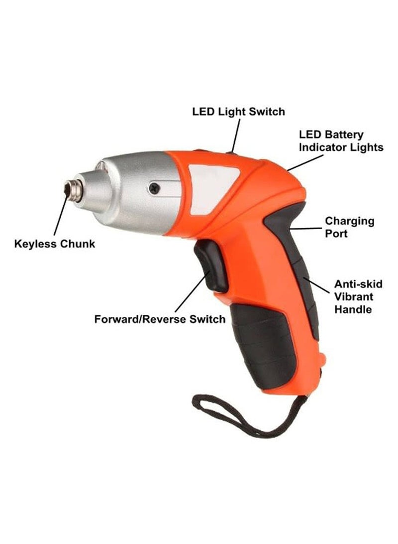 Rechargeable Cordless 4.8V Household Electric Screwdriver 600 mah Battery with 24 Pieces Screw Drill Bits Accessories Multicolour - Image 3