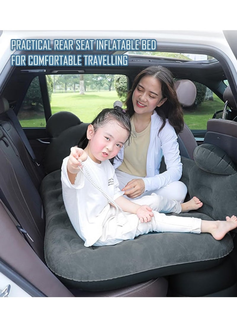 Sharpdo 3 Piece Flocking Air Mattress Car Inflatable Bed  for Home and Car  C01-Grey with Headrest - Image 3