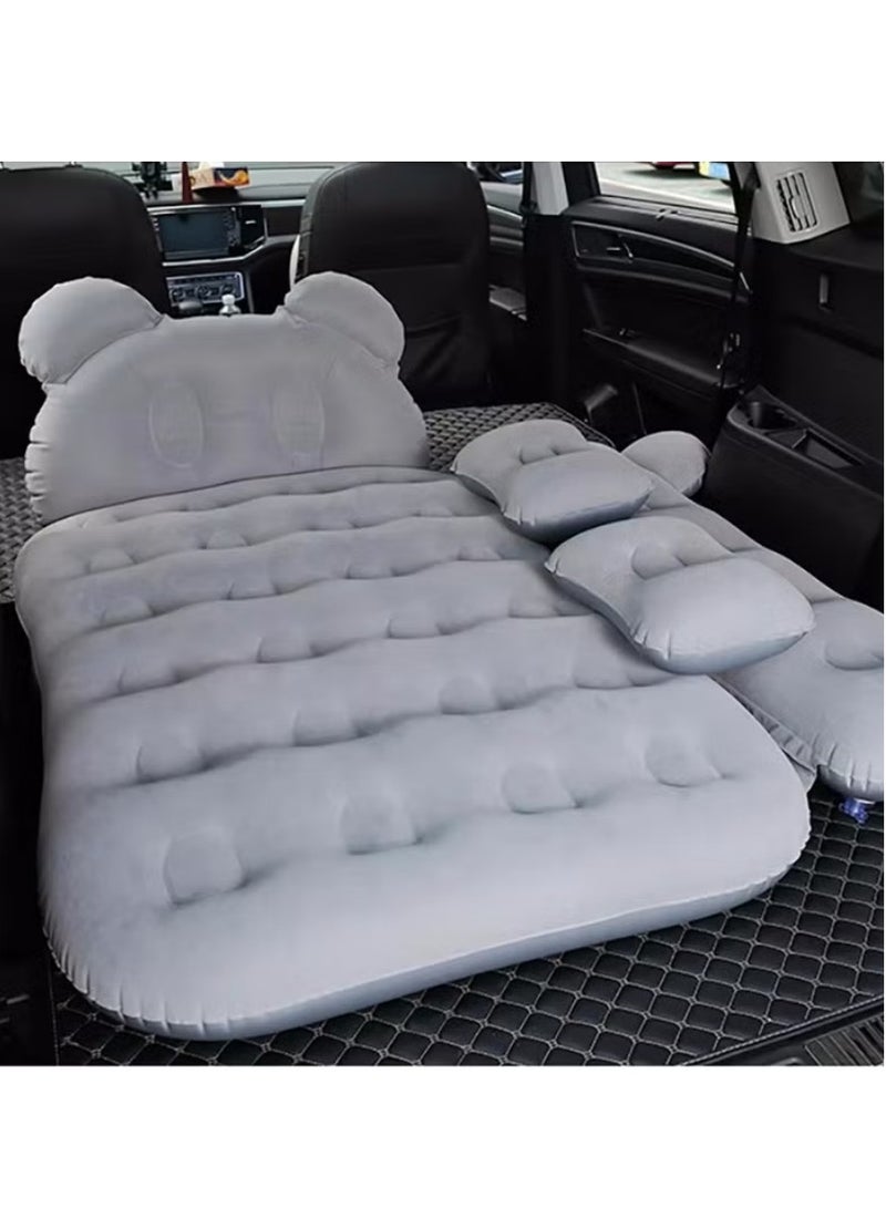 Sharpdo 3 Piece Flocking Air Mattress Car Inflatable Bed  for Home and Car  C01-Grey with Headrest - Image 4