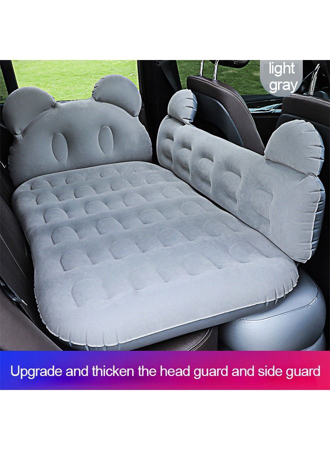 Sharpdo 3 Piece Flocking Air Mattress Car Inflatable Bed  for Home and Car  C01-Grey with Headrest - Image 1