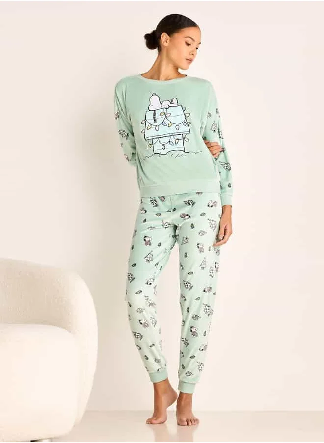 سبلاش فيڤ Snoopy Print Long Sleeve Sweatshirt and Elasticated Joggers Set