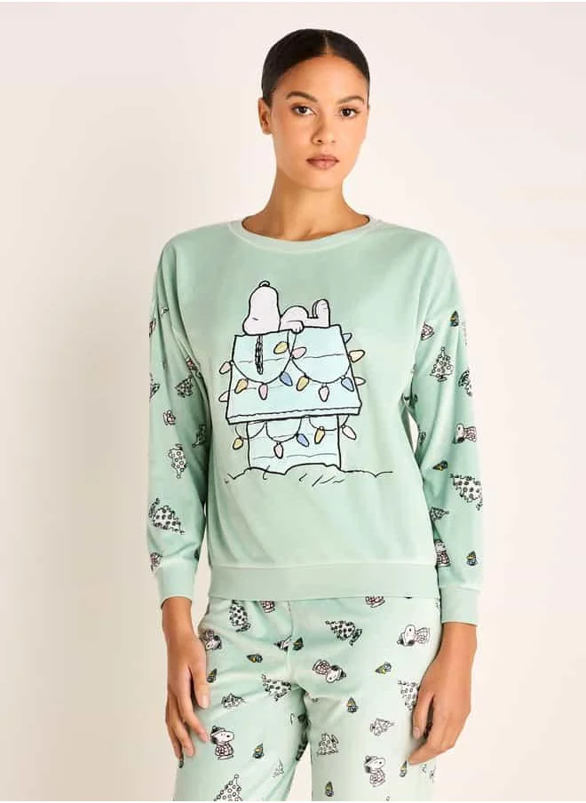 سبلاش فيڤ Snoopy Print Long Sleeve Sweatshirt and Elasticated Joggers Set
