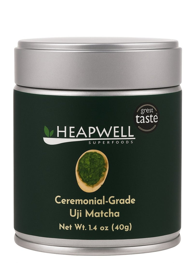 Heapwell Ceremonial-Grade Uji Matcha Tea Powder, 40 Grams - Image 1