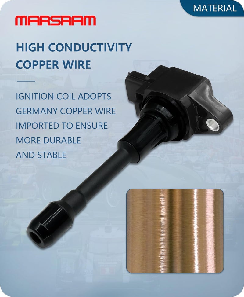 Marsram Ignition Coil Pack UF549 and Spark Plug 9029 Fits for 2007-2013 Nissan Altima Versa Sentra Rogue Cub NV200, 2014-2017 Infiniti QX60 M56 Q70 FX50, 2.5L 1.8L 1.6L 2.0L 5.0L 5.6L L4, Set Of 4 - Image 5
