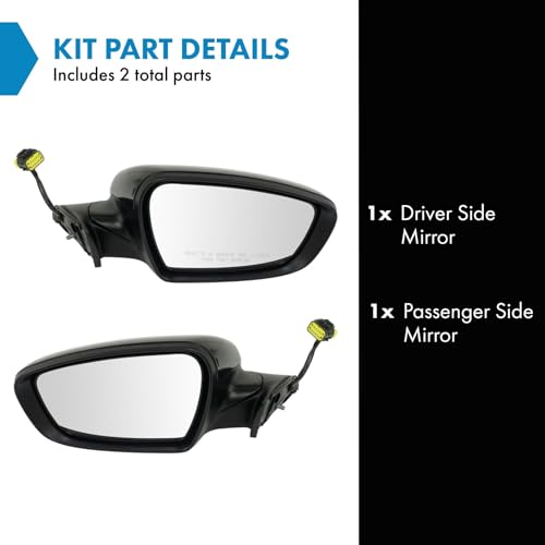 TRQ Power Heated Paint to Match Side Mirror Set Driver & Passenger Manual Folding Compatible with 2017-2018 Kia Forte, Forte5 KI1320213 KI1321213 - Image 2