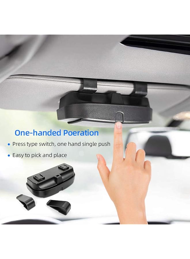 Number-One Car Visor Sunglass Case Holder Clip, Eye Glasses Storage Box With Double Card Slots Car Sunglasses Organizer Mount General For All Car Models (Black) - Image 4