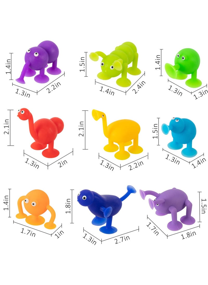Mr. Penda 9 Piece Animal Shaped Soft Silicone Building Blocks Suction Cup Toys, Pressure Release Parent-Child Interactive Games, Kids Room (Multicolor)  - Image 2