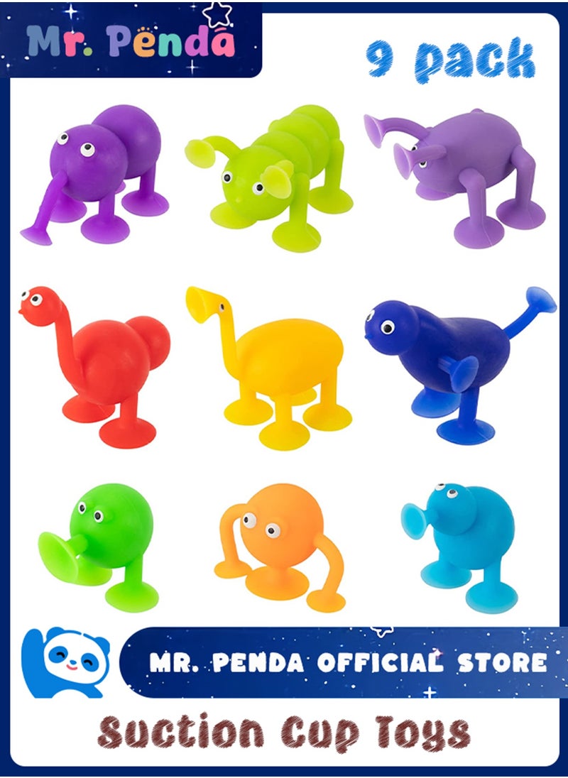 Mr. Penda 9 Piece Animal Shaped Soft Silicone Building Blocks Suction Cup Toys, Pressure Release Parent-Child Interactive Games, Kids Room (Multicolor)  - Image 1