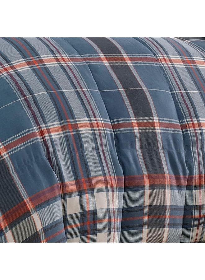 إدي بوار طقم لحاف كوين قابل للعكس من الريش مع أغطية سرير متناسقة وديكور منزلي للأشهر الباردة، شاستا ليك، أزرق داكن، كوين - Image 2