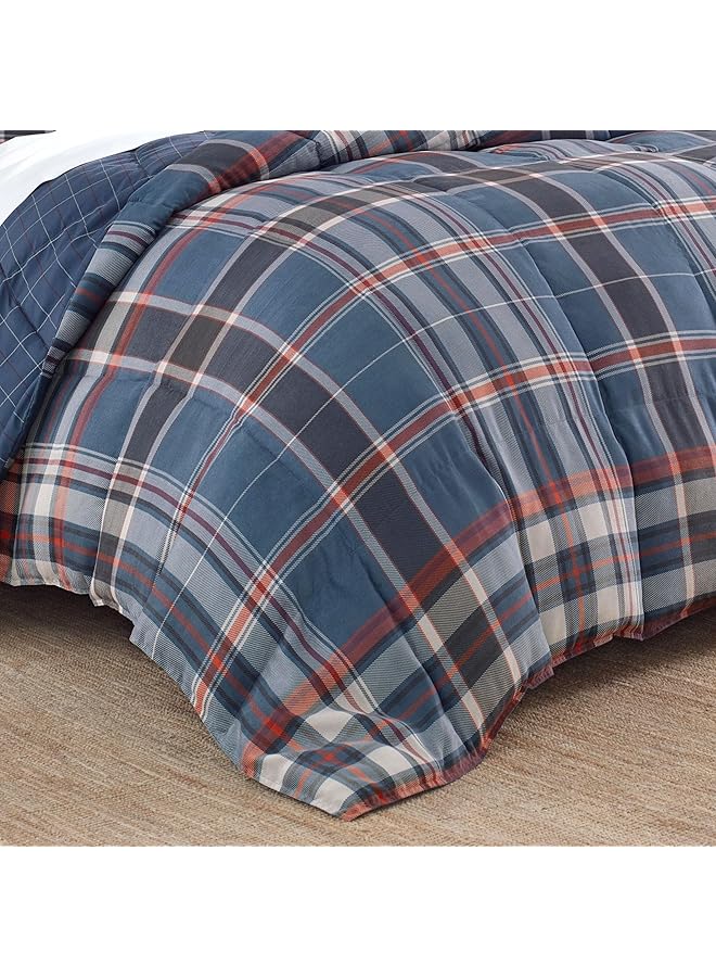 إدي بوار طقم لحاف كوين قابل للعكس من الريش مع أغطية سرير متناسقة وديكور منزلي للأشهر الباردة، شاستا ليك، أزرق داكن، كوين - Image 3