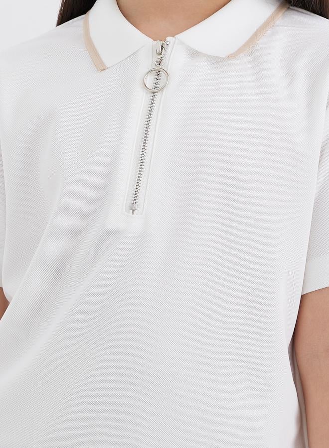 ستايلي طقم تي شيرت بولو ستايلي سادة وتنورة بليسيه - Image 3